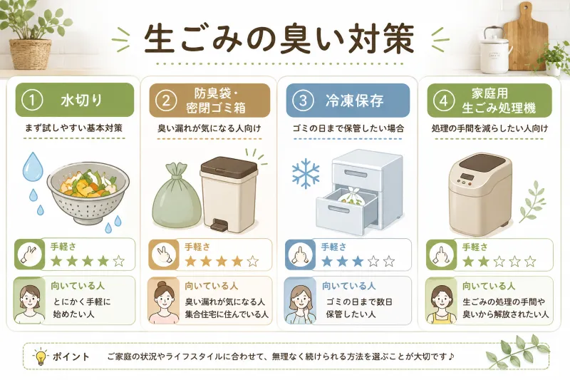 生ごみ臭い対策比較図